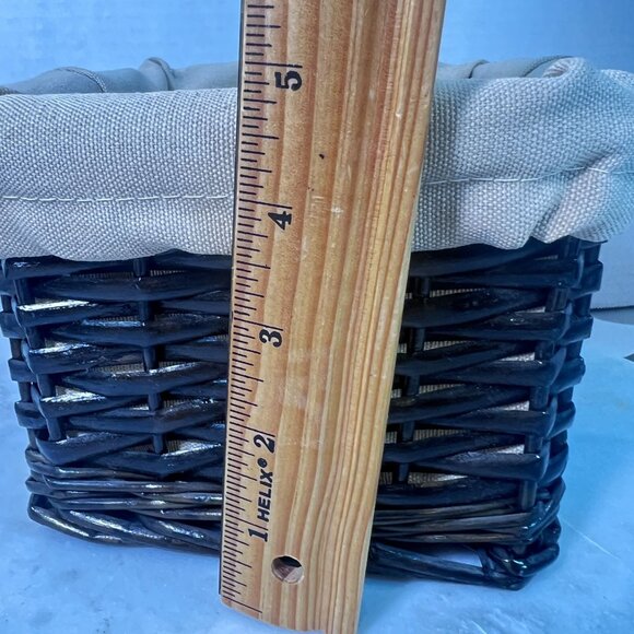 Black Dk Brown  Wicker Storage Basket Removable Beige Canvas Liner Homecore Bath - Picture 7 of 7